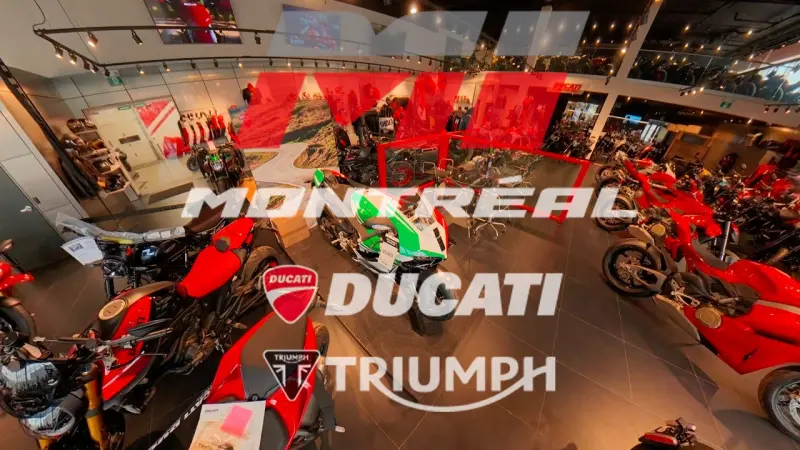 Captation drone 360° chez Ducati et Triumph Montréal